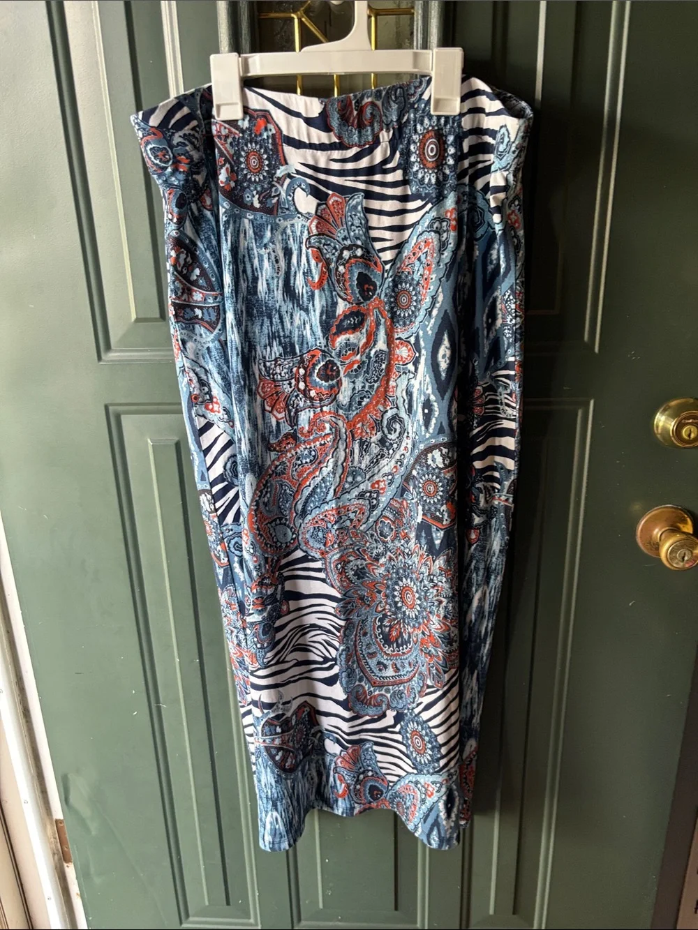 Chico's Navy and Rust Paisley Maxi Skirt